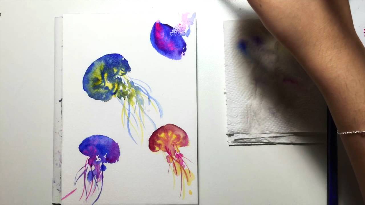 1280x720 Watercolor Jellyfish Demonstration Part 1 - Watercolor Jellyfish Painting