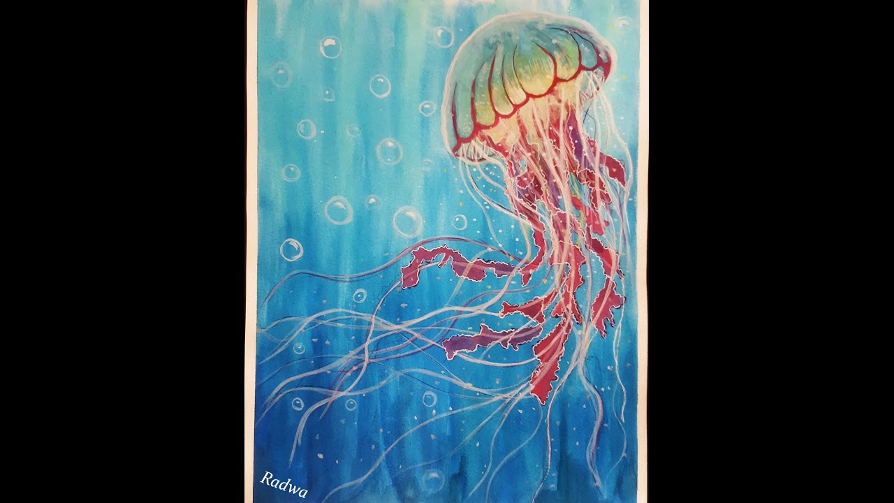 1280x720 Watercolor Jellyfish Painting Timelapse - Watercolor Jellyfish Painting