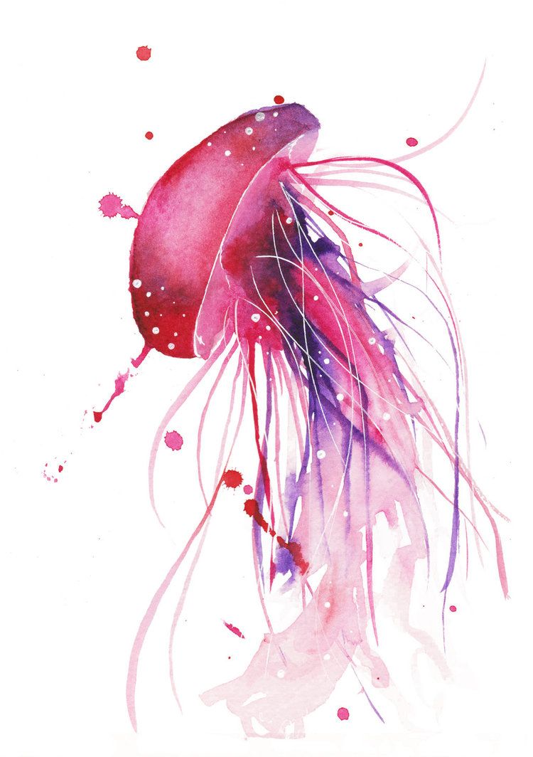 750x1064 Watercolour Jellyfish By Curious Ruby Jellies! Sweet - Watercolor Jellyfish Painting