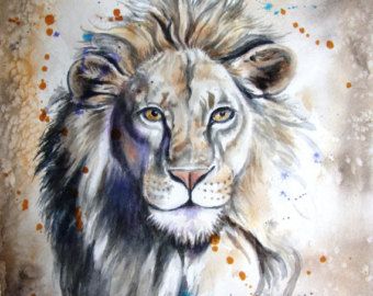 340x270 Lion Watercolor Painting Limited Edition Giclee Art Print From My - Watercolor Lion Painting