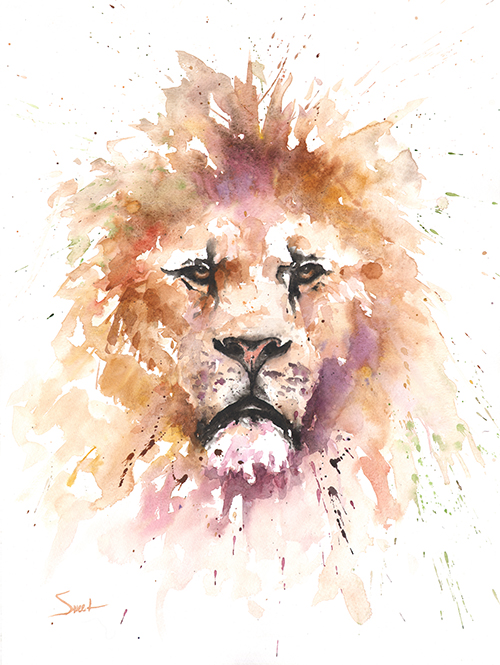 500x665 Lion Watercolor Print Watercolor Animal Paintings - Watercolor Lion Painting