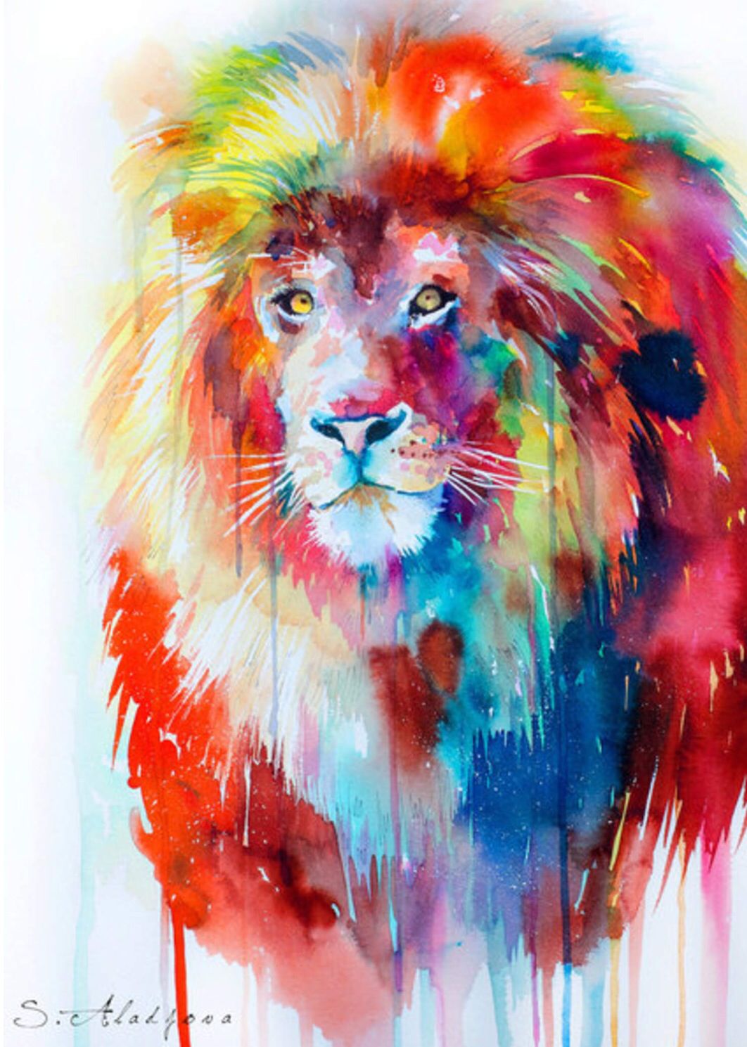 1062x1489 Pin By Hannah Lux On All Things Pretty Watercolor - Watercolor Lion Painting
