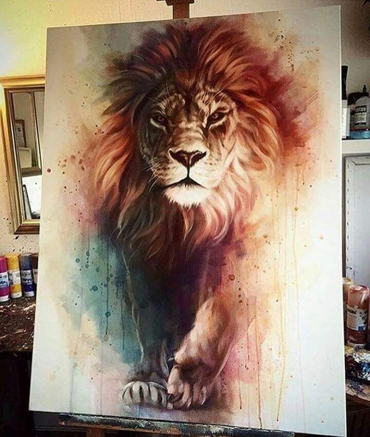 720x851 Pin By Jill Therese On Art Tattoo, Drawings And Lions - Watercolor Lion Painting
