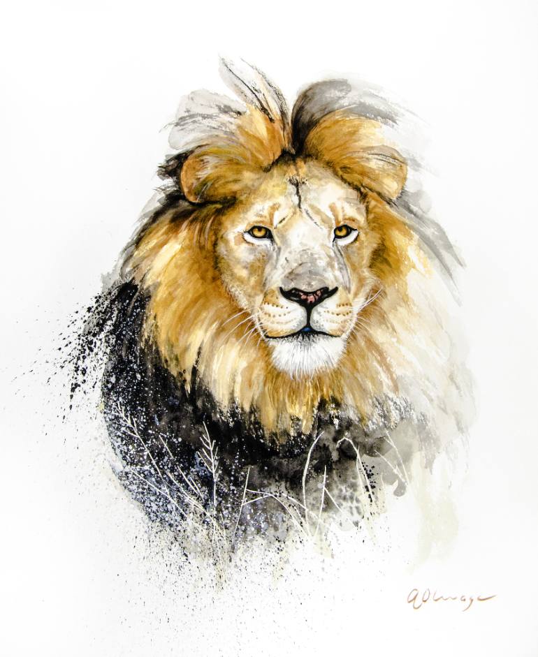 Watercolor Lion Painting at PaintingValley.com | Explore collection of ...