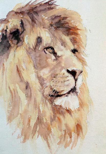 414x600 Watercolor Lion Tattoo Things I Like Watercolour - Watercolor Lion Painting