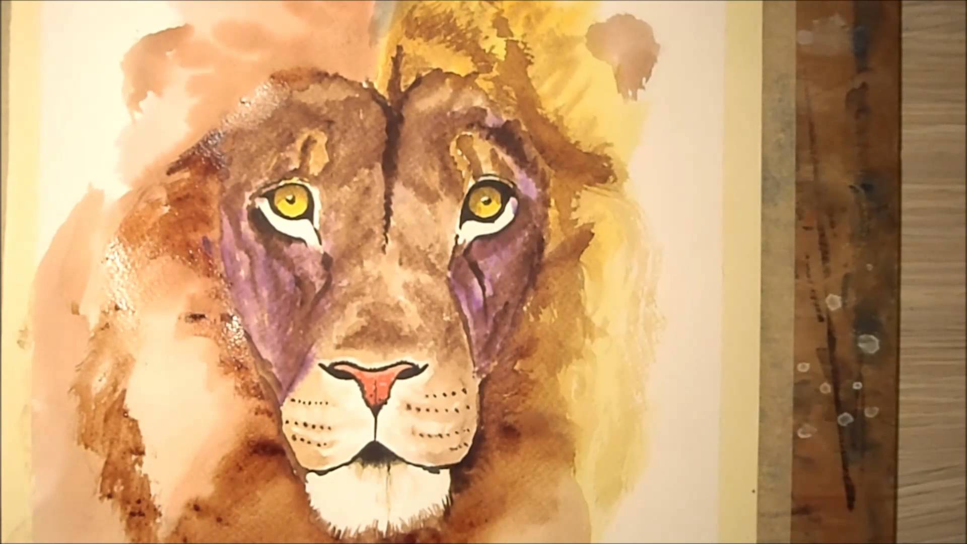 1920x1080 Painting Lion Watercolor - Watercolor Lion Painting