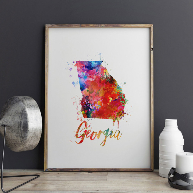 640x640 Georgia Map Painting Watercolor Art Paint Georgia Decorative - Watercolor Map Painting