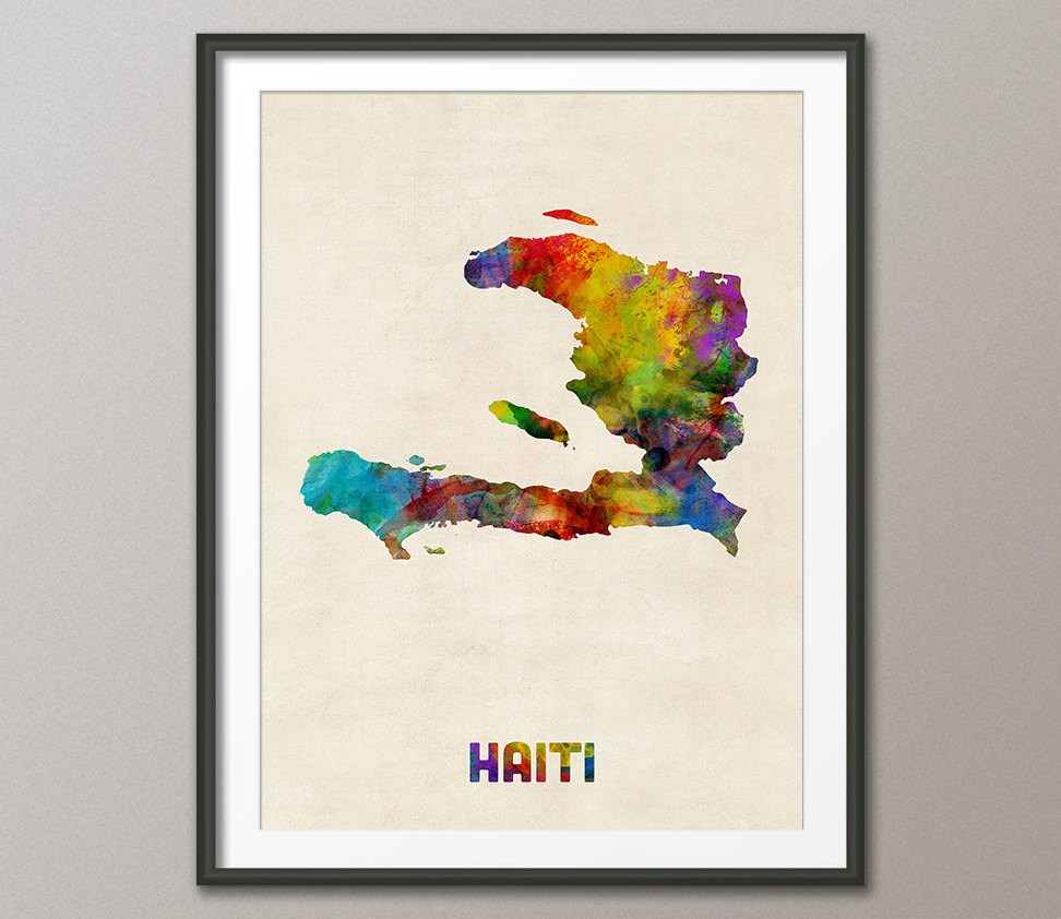 972x842 Haiti Watercolor Map Art Print 2031 - Watercolor Map Painting