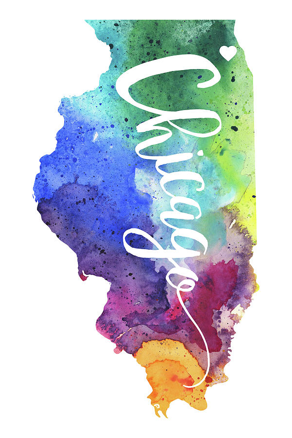 600x900 Illinois Watercolor Map - Watercolor Map Painting