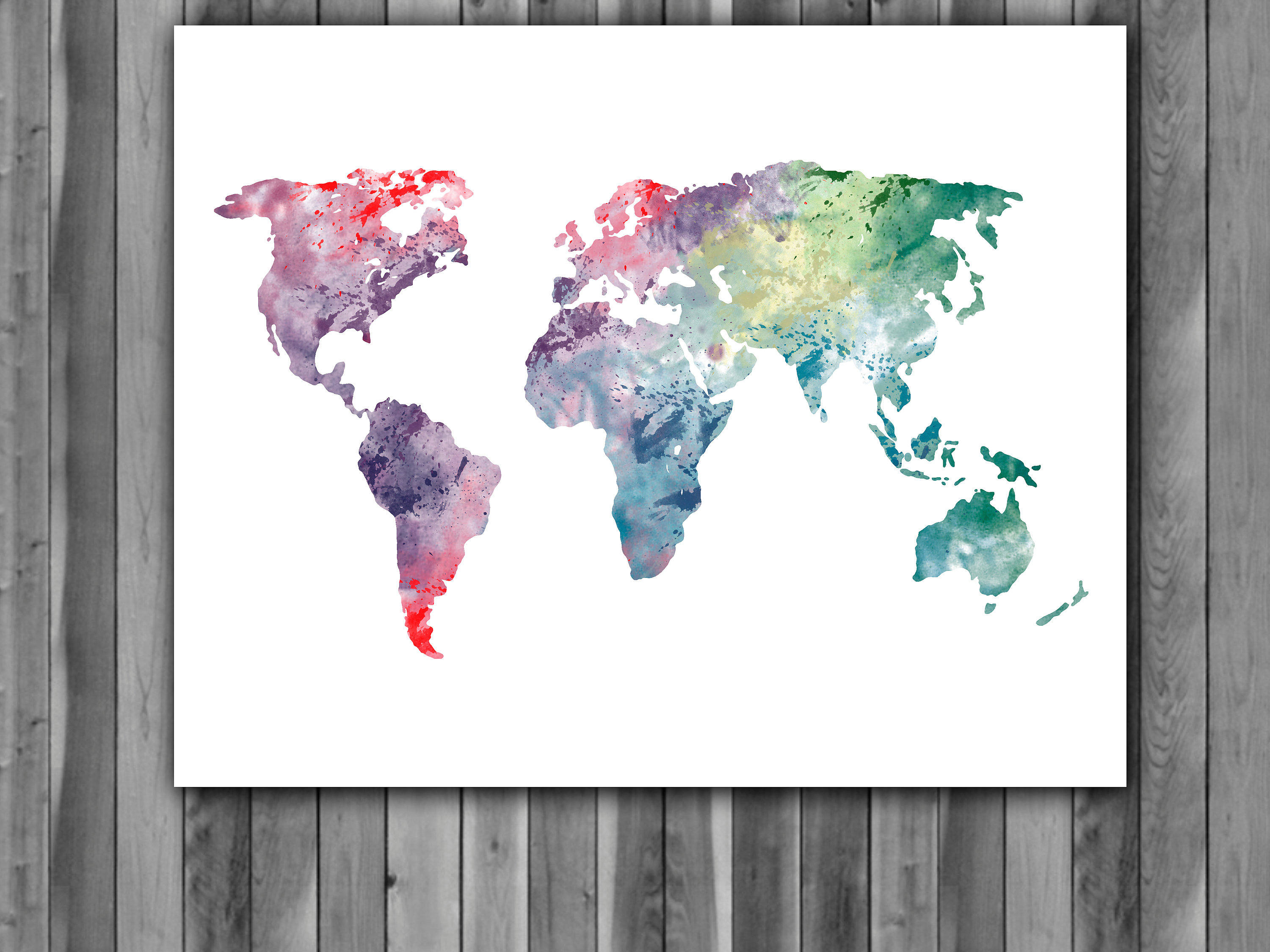 3000x2250 World Map Watercolor Print, World Map Art, World Map Painting - Watercolor Map Painting