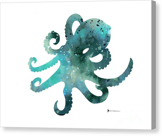 546x456 Octopus Silhouette Watercolor Minimalist Painting Painting By - Watercolor Octopus Painting