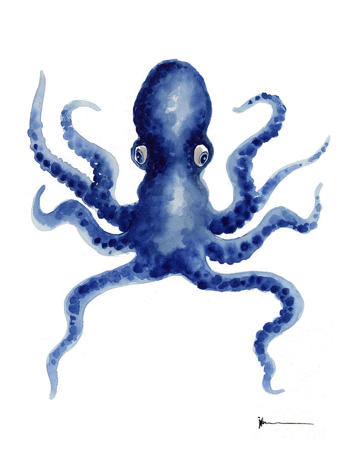 683x900 Octopus Watercolor Art Print Paniting Painting By Joanna Szmerdt - Watercolor Octopus Painting