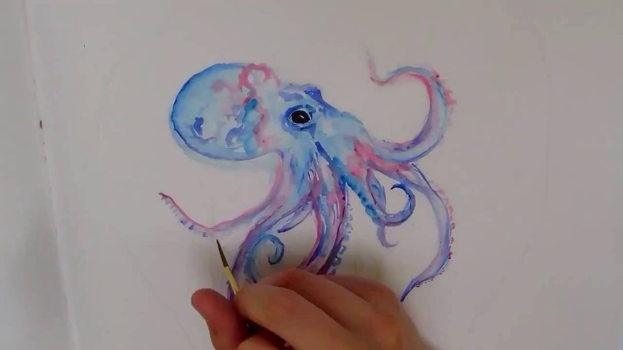 1280x720 Octopus Watercolour Speed Painting - Watercolor Octopus Painting