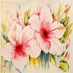 250x250 Hibiscus Watercolor Painting - Watercolor Painting