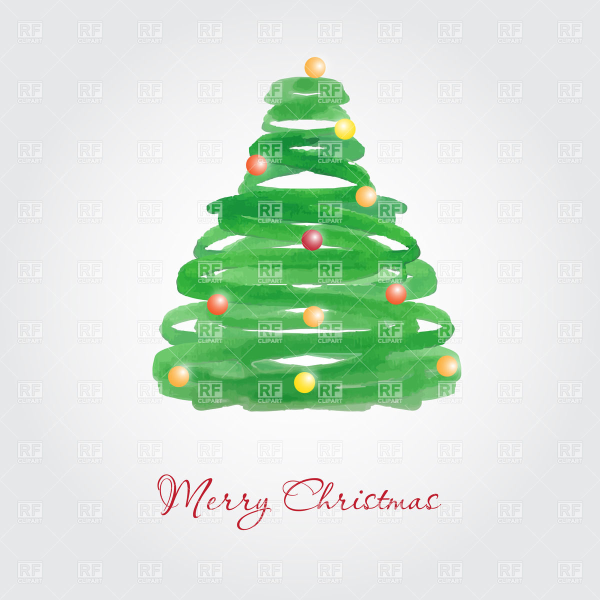 1200x1200 Christmas Card With Watercolor Painted Fir Tree With Multicolored - Watercolor Painting Christmas Cards