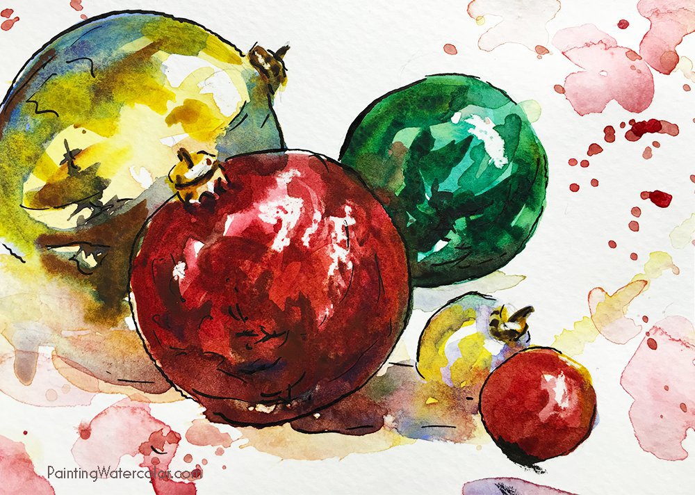 1000x712 12 Days Of Christmas Cards, Ornaments - Watercolor Painting Christmas Cards