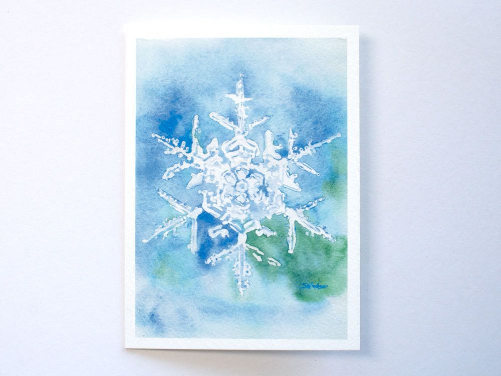 1000x751 Snowflake Watercolor Painting Christmas Card Set Painted - Watercolor Painting Christmas Cards
