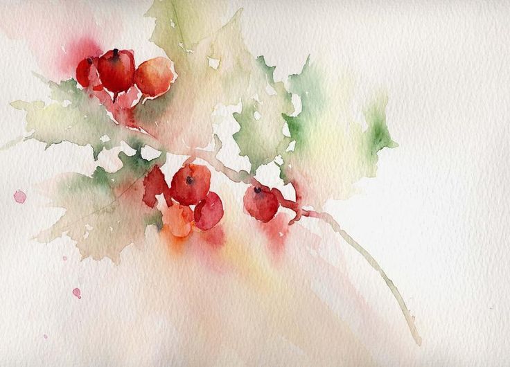 736x530 Warercolor Christmas Cards Christmas Holly - Watercolor Painting Christmas Cards
