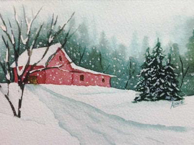 399x299 Cancelled Painting Your Own Christmas Cards With Ann Glacken - Watercolor Painting Christmas Cards
