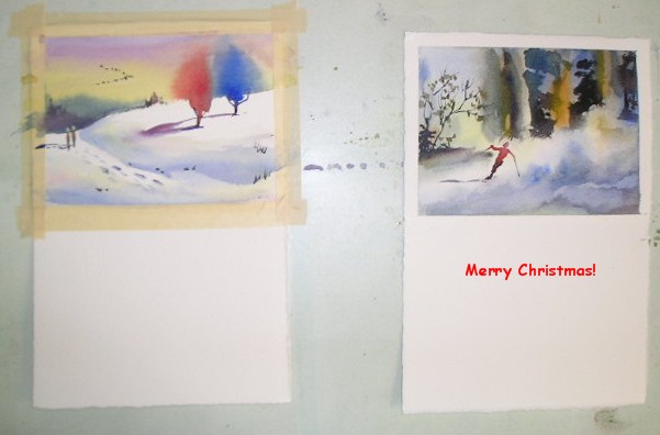 601x396 Carol Jessen's Watercolor World Hand Painted Christmas Cards - Watercolor Painting Christmas Cards
