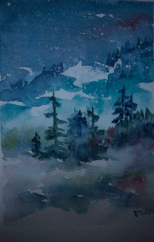 520x813 Christmas Card Watercolor Art Feltmagnet - Watercolor Painting Christmas Cards