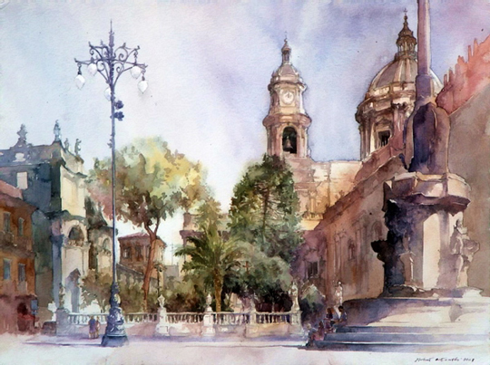 540x403 Must See Urban Watercolor Paintings From Different Artists - Watercolor Painting City