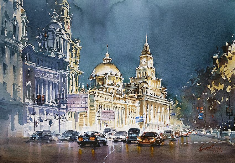 750x520 Artist's Spectacular Watercolor Paintings Illustrate Cities All - Watercolor Painting City