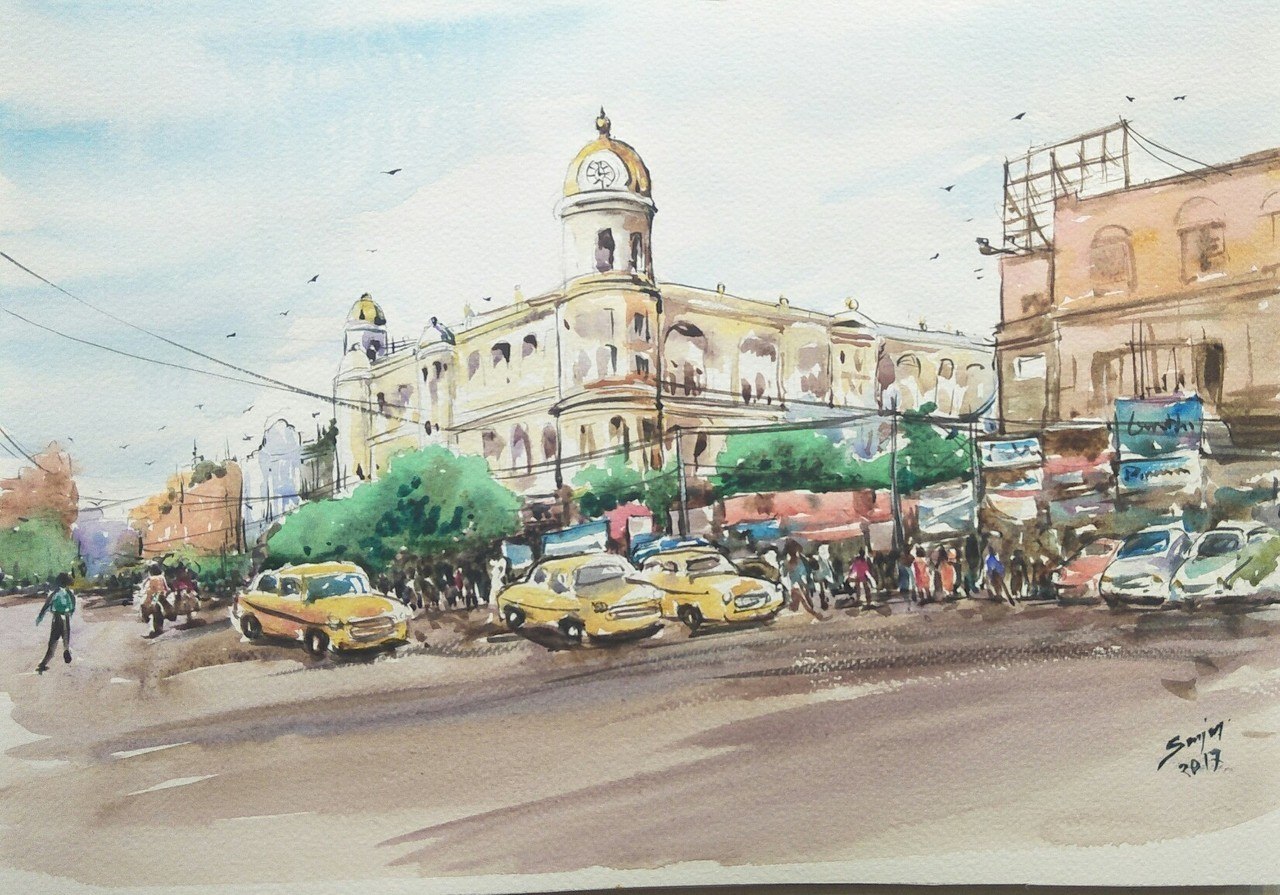 1280x895 Buy City Of Joy Watercolor Handmade Painting By Sanjay Das. Code - Watercolor Painting City