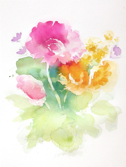 500x663 Painting Flowers In Watercolor From Life - Watercolor Painting Flowers