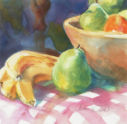432x420 Fruit Bowl @ Watercolors By Diane K. Smith - Watercolor Painting Fruit Still Life