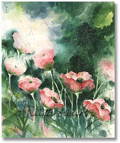 383x457 Julia Swartz Fine Art Gallery Poppies Watercolor Painting - Watercolor Painting Gallery
