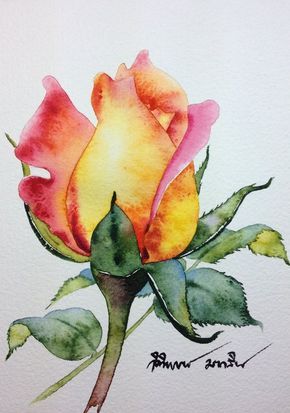 290x413 Pin By Tonia Boterf On Watercolor Paintings, Ideas - Watercolor Painting Ideas Flowers