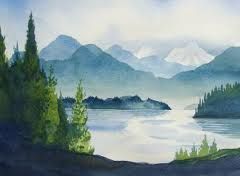 240x176 Watercolor Landscape Idea. Reminds Me Of Pacific Northwest - Watercolor Painting Landscape