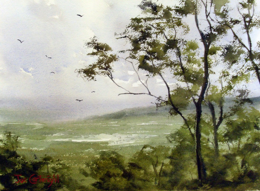 1024x753 Watercolour Painting Demonstration Of A Green Valley Landscape - Watercolor Painting Landscape