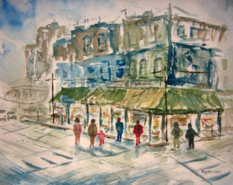 340x270 Fine Art Print Of Original Watercolor Painting Watercolor - Watercolor Painting Landscape City