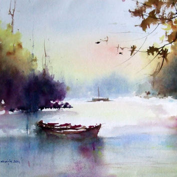 Watercolor Painting Landscape City at PaintingValley.com | Explore ...