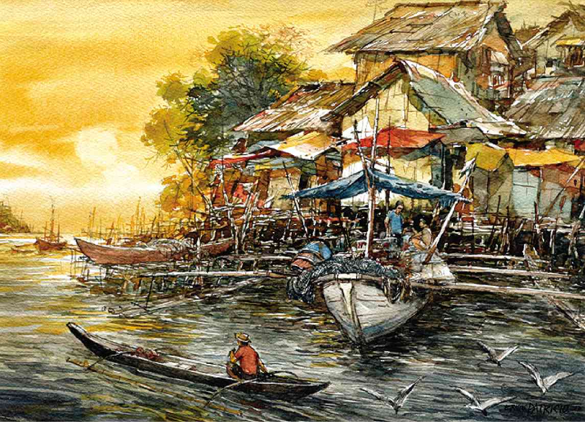 1145x827 Patricio's Riverine Landscapes On Exhibit Inquirer Lifestyle - Watercolor Painting Landscape City