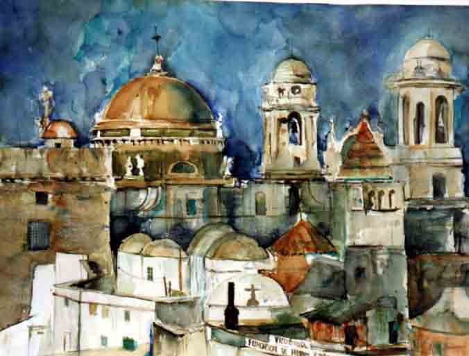 676x513 Watercolor Landscape Painting From Munic Artist Birgit Busch - Watercolor Painting Landscape City