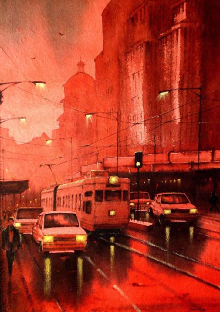 725x1024 Watercolor Painting Landscape City - Watercolor Painting Landscape City