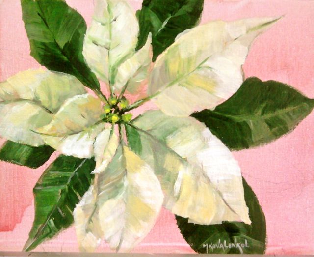 640x523 Maria Kovalenko Leysens Acrylic Poinsettia Painting - Watercolor Painting Of Poinsettias