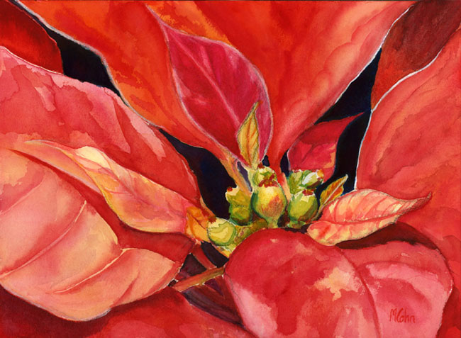 650x477 San Pedro Arts Association - Watercolor Painting Of Poinsettias