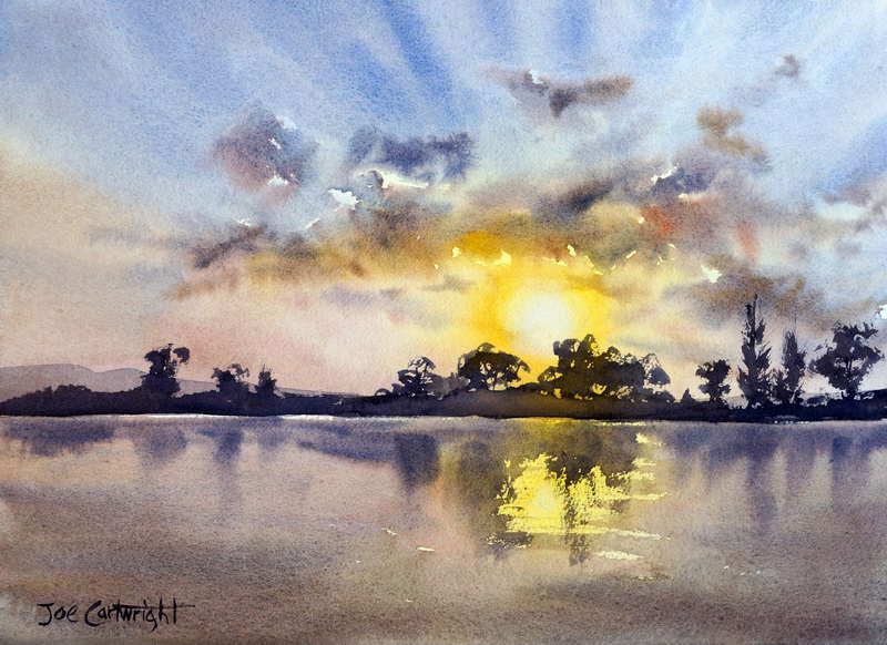 800x582 Watercolor Painting For Sale. Titled Last Light, Maclean, Nsw - Watercolor Painting Price