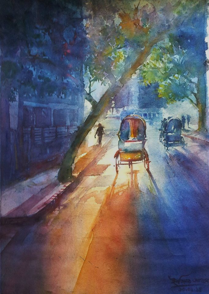 683x960 Cityscape , Watercolour, 15 X 22 Dhanmondi , Dhaka City - Watercolor Painting Price