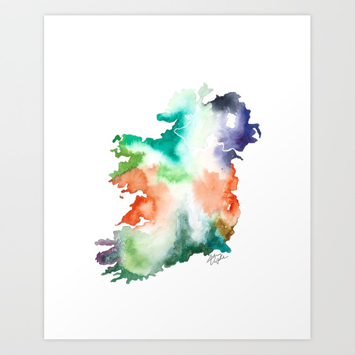 700x700 Ireland Map Watercolor Painting Art Print By Audreydeford Society6 - Watercolor Painting Prints
