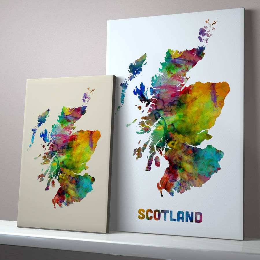 900x900 Scotland Map Watercolour Print By Artpause - Watercolor Painting Prints