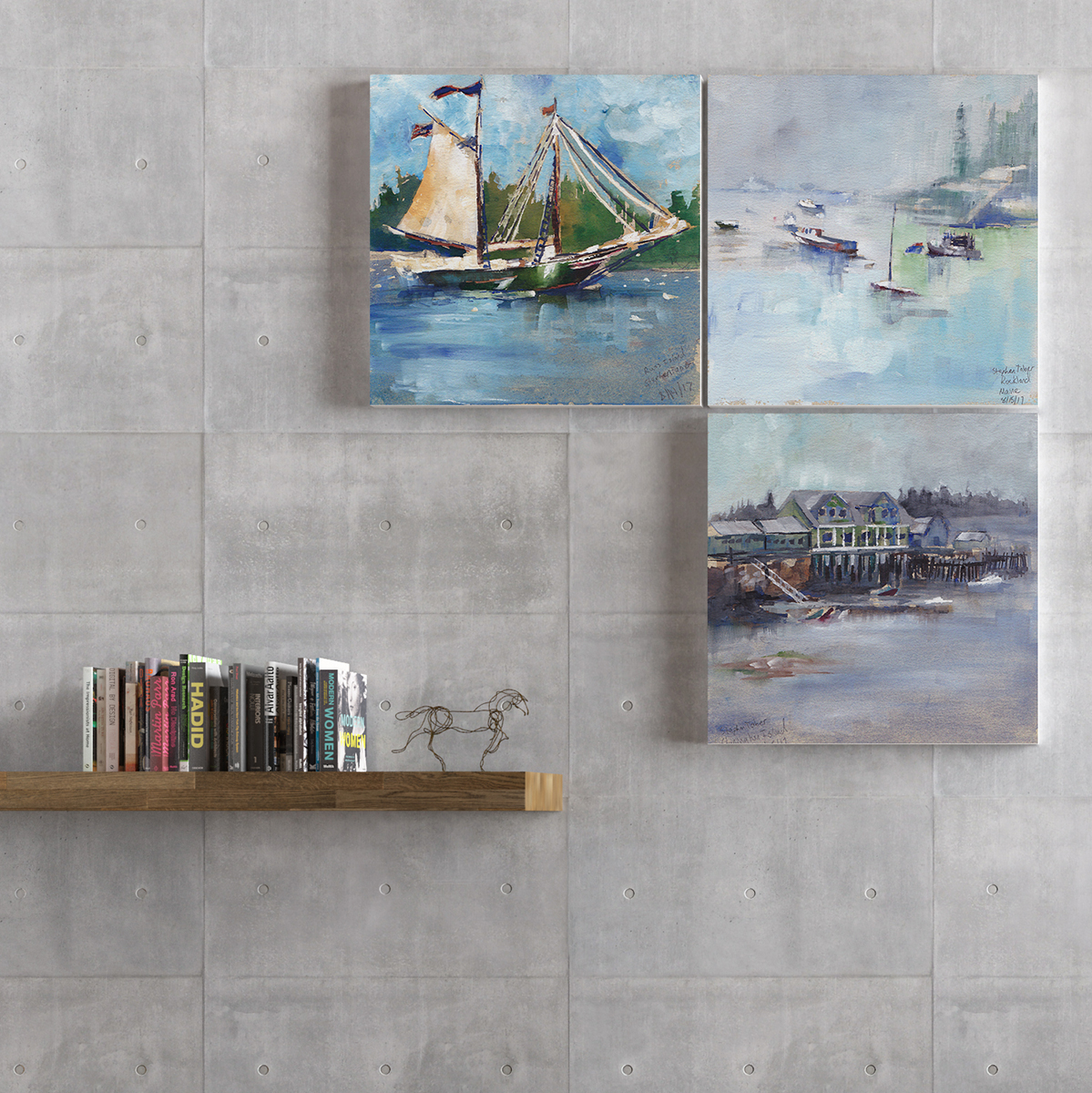 1199x1200 Fishing Village Stonington Maine In Fog Sailboat Watercolor Art - Watercolor Painting Prints