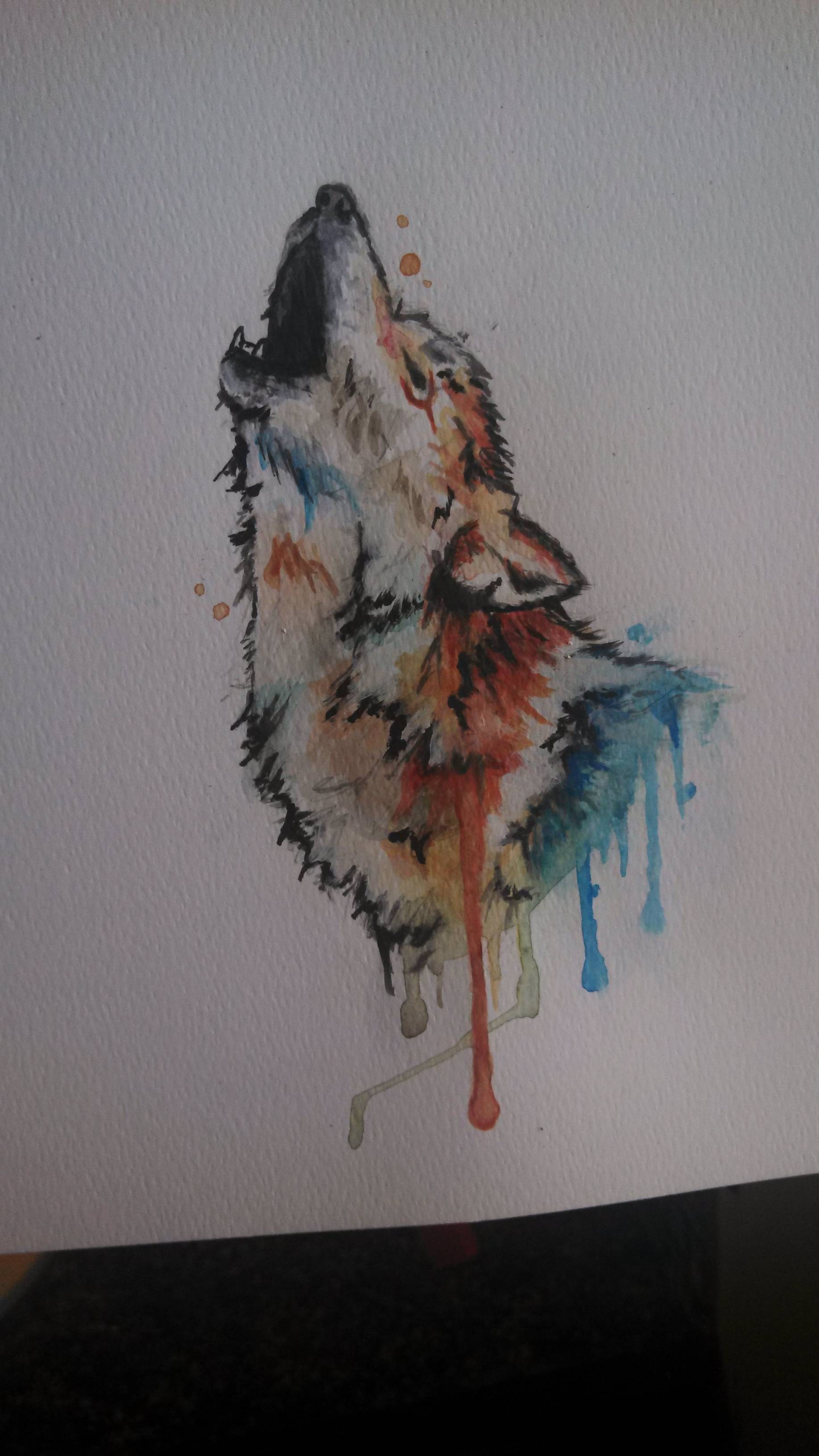 1836x3264 I Painted This Wolf With Watercolors For My Boyfriend. My Favorite - Watercolor Painting Wolf
