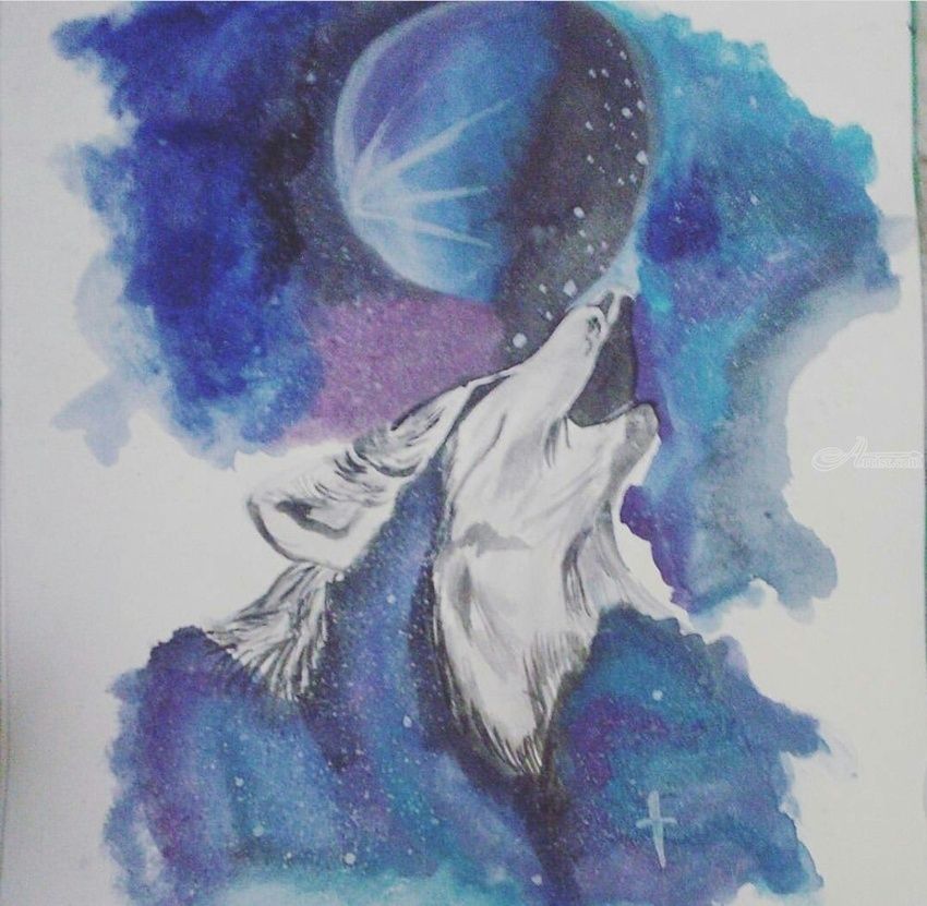 850x831 Celestial Wolf Paintings By Sukrriti Aggarwal - Watercolor Painting Wolf