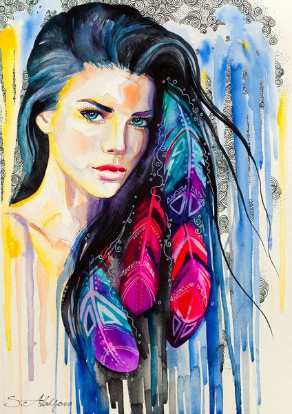 424x600 381 Best Colors - Watercolor Painting Woman