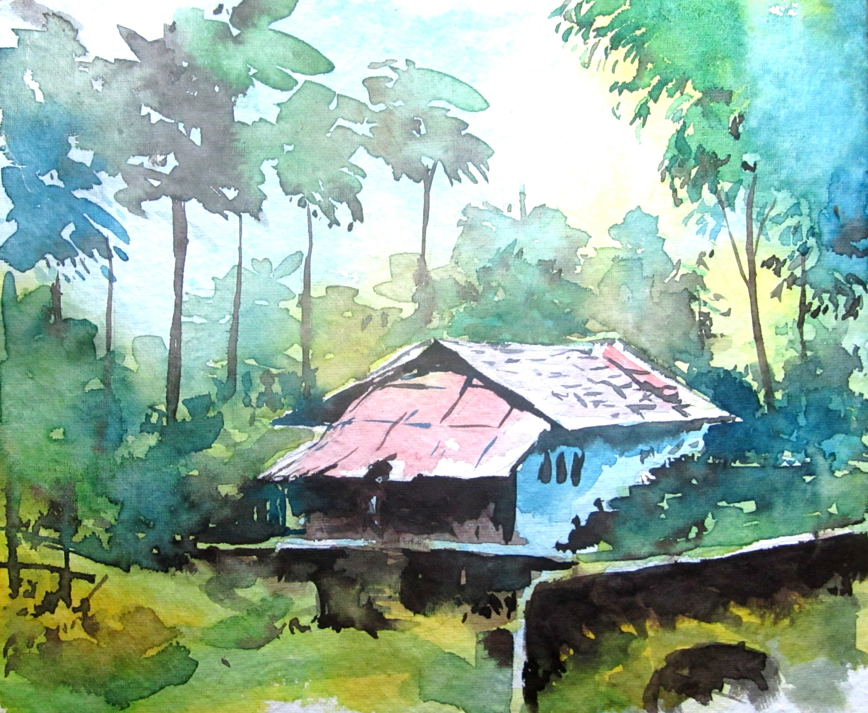 3040x2496 Simple Landscape Paintings Watercolor Easy Watercolor Scenery - Watercolor Scenery Painting